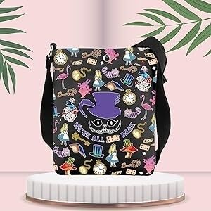 Alice in Wonderland Themed Crossbody Bag - Black and Purple